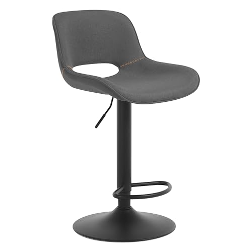 WOLTU Barhocker höhenverstellbar, Barstuhl drehbar, Bar Hocker modern, Leinen Stuhl, Tresenhocker, Bistrostuhl, Drehhocker, mit Rückenlehne Fußstütze, aus Metall, Grau, BH438gr-1 von WOLTU