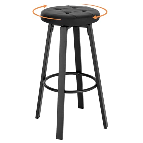 WOLTU Barhocker mit drehbarem Sitz Φ 35,5 cm, gepolsterer Hocker mit Kunstleder-Bezug, Fußstütze, Sitzhocker für Bar Küchen Arbeitszimmer, 120 kg belastbar, Anthrazit, BH330an-1 von WOLTU