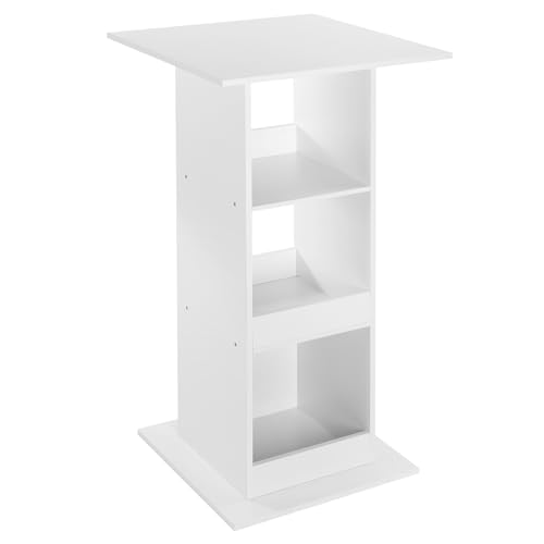 WOLTU Bartisch Bistrotisch Stehtisch Küchentisch Tresentisch Thekentisch, eckiger Tisch mit 3 Regalfächern, für Bar Küche Wohnzimmer, aus Holzwerkstoff, Tischhöhe 112 cm, Weiß von WOLTU