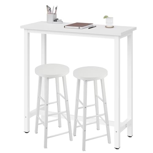 WOLTU Bartisch Set mit 2 Barhockern, 3-teilige Essgruppe mit Küchenstühlen, Esstisch & 2 Hockern aus Metall & Holz für Küchen Wohnzimmer, Weiß WOLTU Bartisch Set mit 2 Barhockern, 3-teilige Essgruppe mit Küchenstühlen, Esstisch & 2 Hockern aus Metall & Holz für Küchen Wohnzimmer, Weiß von WOLTU