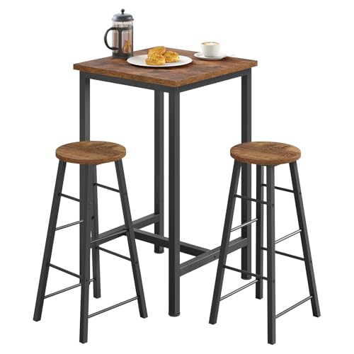 WOLTU Bartisch mit Barhocker Set, Stehtisch mit 2 Hockern, Essgruppe aus Metallgestell, Küchentisch mit Küchenstühlen, Küchentisch klein, Runde Barhocker, Rustikales Braun + Schwarz WOLTU Bartisch mit Barhocker Set, Stehtisch mit 2 Hockern, Essgruppe aus Metallgestell, Küchentisch mit Küchenstühlen, Küchentisch klein, Runde Barhocker, Rustikales Braun + Schwarz von WOLTU