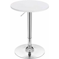 WOLTU Bartisch mit runder Tischplatte höhenverstellbar aus MDF Metall weiß von WOLTU