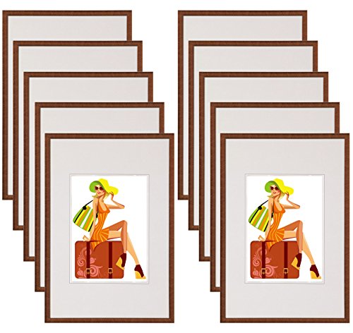 WOLTU Bilderrahmen 10x15 cm Set of 10 Fotorahmen aus Kunststoff mit Passepartout, Posterrahmen zum vertikalen oder horizontalen Aufhängen/Aufstellen, Collage Wanddeko, Bronze von WOLTU