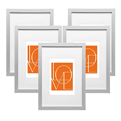 WOLTU Bilderrahmen 13x18 cm, Fotorahmen zum vertikalen oder horizontalen Aufhängen/Aufstellen, Holzrahmen mit Passepartout, Set of 5 Posterrahmen Collage Wanddeko, Silber WOLTU Bilderrahmen 13x18 cm, Fotorahmen zum vertikalen oder horizontalen Aufhängen/Aufstellen, Holzrahmen mit Passepartout, Set of 5 Posterrahmen Collage Wanddeko, Silber von WOLTU