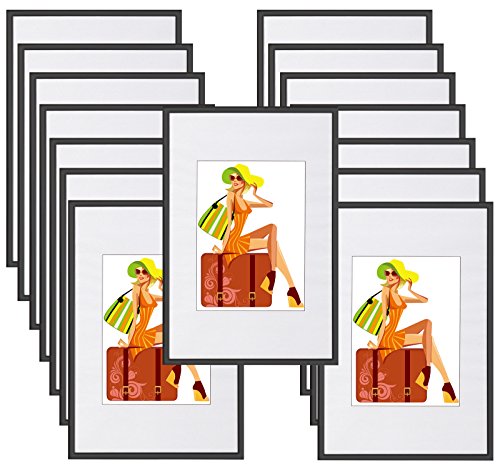 WOLTU Bilderrahmen 13x18 cm 15er Set Fotorahmen aus Kunststoff mit Passepartout, Posterrahmen zum vertikalen oder horizontalen Aufhängen/Aufstellen, Collage Wanddeko, Schwaz von WOLTU