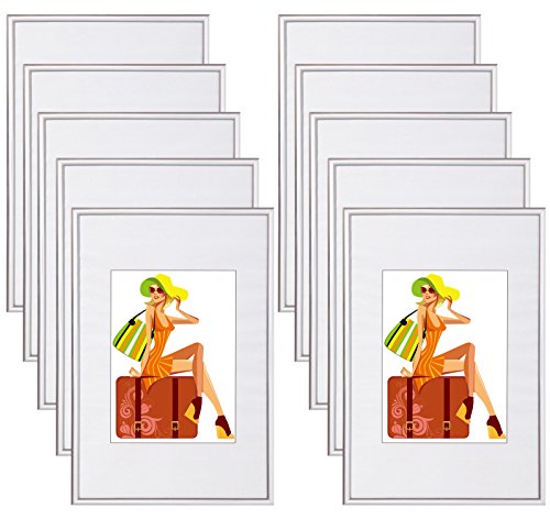 WOLTU Bilderrahmen 13x18 cm Set of 10 Fotorahmen aus Kunststoff mit Passepartout, Posterrahmen zum vertikalen oder horizontalen Aufhängen/Aufstellen, Collage Wanddeko, Silber von WOLTU