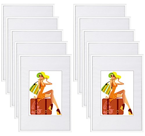 WOLTU Bilderrahmen 18x24 cm Set of 10 Fotorahmen aus Kunststoff mit Passepartout, Posterrahmen zum vertikalen oder horizontalen Aufhängen/Aufstellen, Collage Wanddeko, Weiß von WOLTU