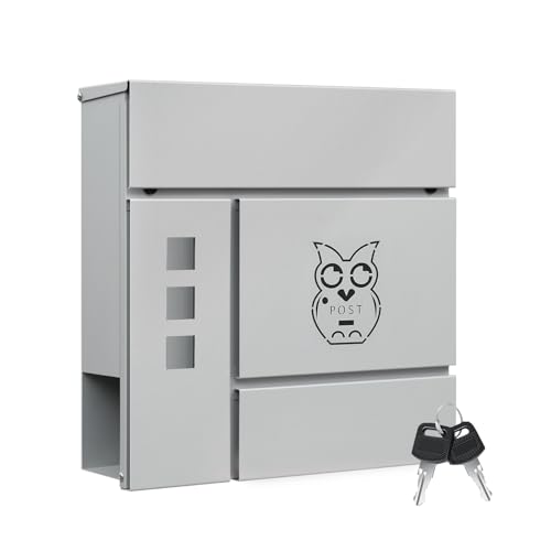WOLTU Briefkasten Postkasten mit Zeitungsfach Sichtfenstern Klappdeckel, Wandbriefkasten abschließbar, 2 Schlüsseln, Grau WOLTU Briefkasten Postkasten mit Zeitungsfach Sichtfenstern Klappdeckel, Wandbriefkasten abschließbar, 2 Schlüsseln, Grau von WOLTU