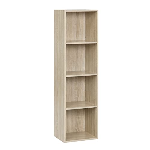 WOLTU Bücherregal Bücherschrank Standregal Aufbewahrungregal Raumteiler Büroregal Aktenschrank 4 Fächer 24x106x30 cm(BxHxL) SK003hei4 von WOLTU