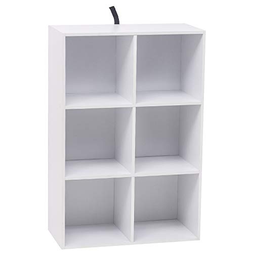 WOLTU Bücherregal 6 Fächer, Würfelregal Weiß, Standregal aus Holzwerkstoff, Aufbewahrungsregal Büroregal Aktenregal, 59,6x89x29 cm (BxHxT), SK002ws3 von WOLTU