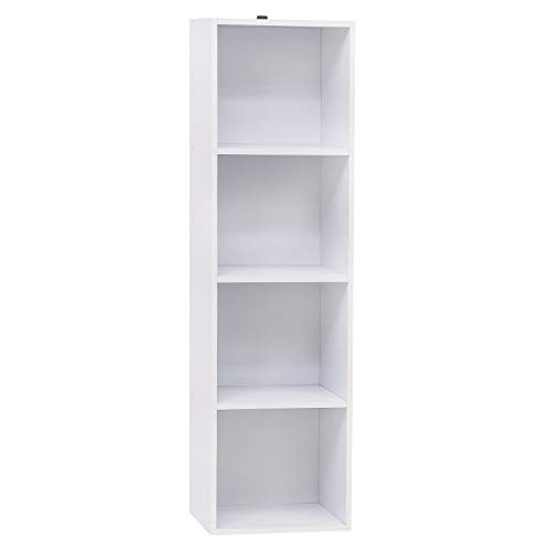 WOLTU Bücherregal mit 4 Fächern, Würfelregal Weiß, Standregal, freistehendes Büroregal, Aktenregal, Aufbewahrungsregal aus Holzwerkstoff, 30x106x24 cm (BxHxT), SK003ws4 von WOLTU