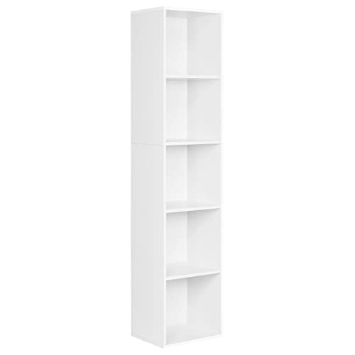 WOLTU Bücherregal mit 5 Fächern, Standregal Weiß, Würfelregal, freistehendes Regal, Büroregal Aktenregal aus Holzwerkstoff, 30x132x24 cm (BxHxT), SK003ws5 WOLTU Bücherregal mit 5 Fächern, Standregal Weiß, Würfelregal, freistehendes Regal, Büroregal Aktenregal aus Holzwerkstoff, 30x132x24 cm (BxHxT), SK003ws5 von WOLTU