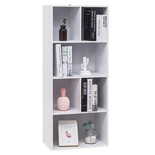 WOLTU Bücherregal mit 6 Fächern, Bücherschrank weiß, Standregal freistehend, Büroregal modern, Aufbewahrungsregal Aktenregal Raumteiler, 50,2 x 118 x 29,2 cm, SK005ws von WOLTU