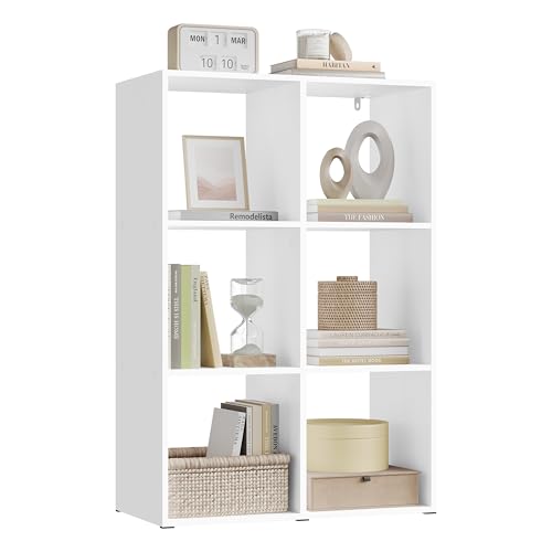 WOLTU Bücherregal mit 6 Würfeln, Standregal Würfelregal, Regal Weiß, für Wohnzimmer Arbeitszimmer Schlafzimmer Büro, 60x89,5x29 cm, SK054ws WOLTU Bücherregal mit 6 Würfeln, Standregal Würfelregal, Regal Weiß, für Wohnzimmer Arbeitszimmer Schlafzimmer Büro, 60x89,5x29 cm, SK054ws von WOLTU