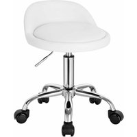 Bürohocker mit Rollen, Drehhocker höhenverstellbar, Rollrocker mit niedriger Rückenlehne, Arbeitshocker Weiß, Sitzhöhe 43-54,5 cm Kunstleder - Woltu von WOLTU