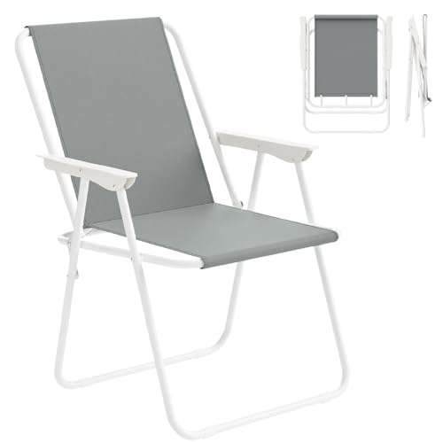 WOLTU Campingstuhl klappbar, Klappstuhl Leichter für Outdoor, Angelstuhl mit Armlehnen, Strandstuhl Klapphocker für Camping Strand Garten Terrasse, Dunkelgrau, CPS8151dgr von WOLTU