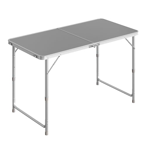 WOLTU Campingtisch Klapptisch Gartentisch Arbeitstisch Balkontisch höhenverstellbar Aluminium MDF Grau von WOLTU