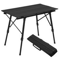 Campingtisch Klapptisch aus Alu Gartentisch Balkontisch Reisetisch zusammenklappbar, mit Packtasche, Höhenverstellbar, 90x52.2X(45-72) cm, schwarz von WOLTU