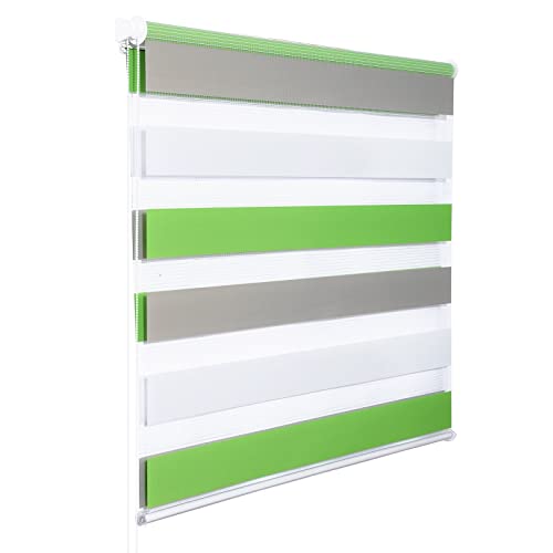 WOLTU Doppelrollo Klemmfix ohne Bohren Weiß+Grün+Grau B45 x H150 cm, Duo Rollo lichtdurchlässig Fensterrollo für innen verdunkelnd, Zebrarollo mit Kettenzug - Seitenzugrollo für Fenster und Tür WOLTU Doppelrollo Klemmfix ohne Bohren Weiß+Grün+Grau B45 x H150 cm, Duo Rollo lichtdurchlässig Fensterrollo für innen verdunkelnd, Zebrarollo mit Kettenzug - Seitenzugrollo für Fenster und Tür von WOLTU