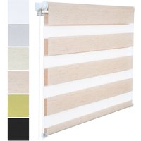 Woltu - Doppelrollo Klemmfix ohne Bohren Holzlook, Duo Rollo Zebrarollo Fensterrollo Klemmrollo Seitenzugrollo Easyfix lichtdurchlässig und von WOLTU