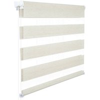 Woltu - Doppelrollo Klemmfix ohne Bohren Holzlook, Duo Rollo Zebrarollo Fensterrollo Klemmrollo Seitenzugrollo Easyfix lichtdurchlässig & verdunkelnd von WOLTU