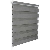 Woltu - Doppelrollo Klemmfix ohne Bohren für Fenster in Holzlook Grau 55x150cm von WOLTU