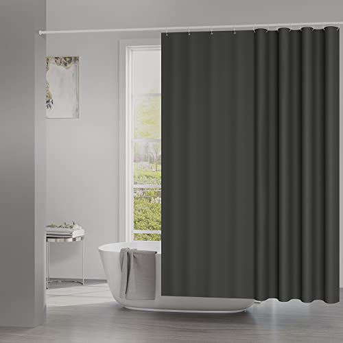 WOLTU Duschvorhang 240x200cm Badvorhang Anti-Schimmel Antibakteriell Wasserdichter Polyester Stoff Waschbar Badewanne Vorhang Dunkelgrau mit 14 Duschvorhängeringen für Badewanne und Dusche von WOLTU