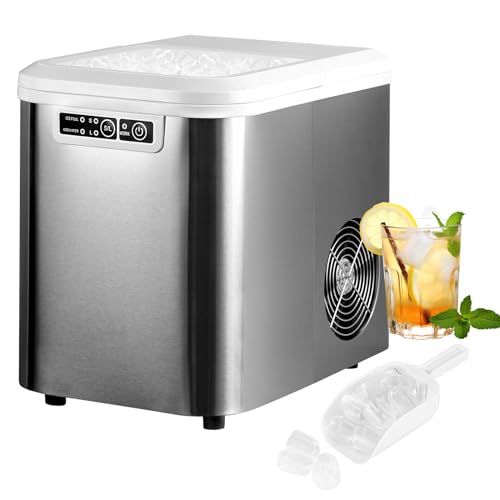 WOLTU Eiswürfelmaschine 2,2L, 4min Selbstreinigung, Eiswürfelbereiter 15kg eiswürfel in 24h, 2 Größen (Klein & Groß), Ice Maker Machine Für Camping, Haus, Büro & Party, Silber von WOLTU