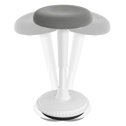 WOLTU Ergonomischer Stehhocker, 360° neigbarer Bürohocker, Schreibtischstuhl mit Breiter Anti-Rutsch Basis, für Büro Homeoffice, höhenverstellbar 55.5-74 cm, Grau+Weiß von WOLTU