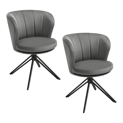 WOLTU Esszimmerstühle 2er Set, Esszimmersessel 360° Drehbar, Küchenstühle aus Samt, Relaxsessel mit Armlehne, Schminkstühle ergonomisch stilvoll, 150 kg belastbar Dunkelgrau von WOLTU