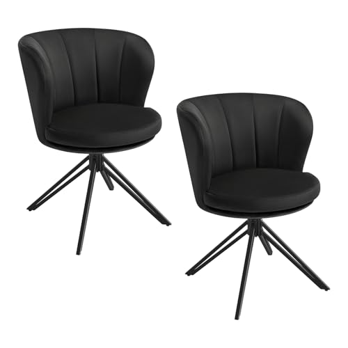 WOLTU Esszimmerstühle 2er Set, Esszimmersessel 360° Drehbar, Küchenstühle aus Samt, Relaxsessel mit Armlehne, Schminkstühle ergonomisch stilvoll, 150 kg belastbar Schwarz von WOLTU