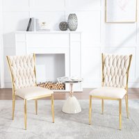 WOLTU Esszimmerstühle 2er Set, Küchenstühle mit hohe Rückenlehne, Polsterstühle 150 kg belastbar, Stühle Esszimmer aus Samt Metallbeine, Creme WOLTU Esszimmerstühle 2er Set, Küchenstühle mit hohe Rückenlehne, Polsterstühle 150 kg belastbar, Stühle Esszimmer aus Samt Metallbeine, Creme von WOLTU