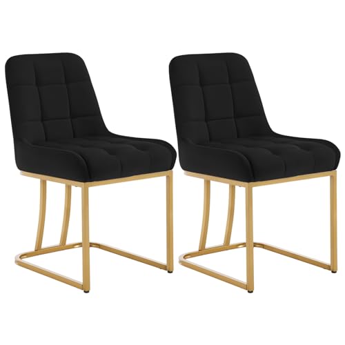 WOLTU Esszimmerstühle 2er Set, Küchenstuhl Samt, Polsterstuhl mit Metallgestell in Bogenform, gepolsterter Stuhl mit Rückenlehne, Wohnzimmerstuhl Schminkstuhl EZS32sz-2 Schwarz WOLTU Esszimmerstühle 2er Set, Küchenstuhl Samt, Polsterstuhl mit Metallgestell in Bogenform, gepolsterter Stuhl mit Rückenlehne, Wohnzimmerstuhl Schminkstuhl EZS32sz-2 Schwarz von WOLTU