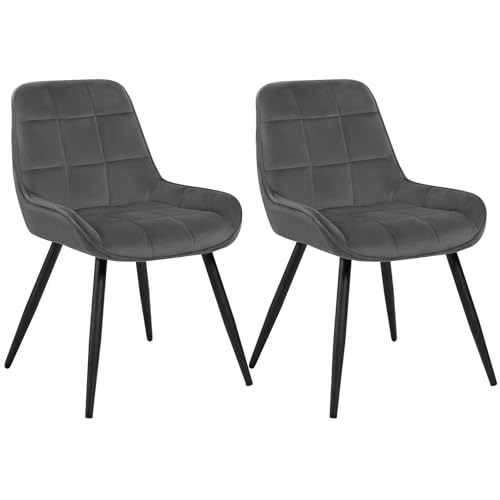 WOLTU Esszimmerstühle 2er Set, Polsterstuhl Samt, Küchenstuhl gepolstert, Akzentstuhl für Wohnzimmer Schlafzimmer Küche, ergonomischer Stuhl mit Rückenlehne, Dunkelgrau, BH331dgr-2 von WOLTU