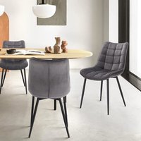 Woltu - Esszimmerstühle 2er Set Küchenstuhl Polsterstuhl Wohnzimmerstuhl Sessel mit Rückenlehne, Sitzfläche aus Samt, Metallbeine, Dunkelgrau von WOLTU