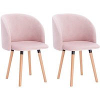 Esszimmerstühle 2er Set Küchenstuhl Wohnzimmerstuhl Polsterstuhl Design Stuhl mit Armlehne, Sitzfläche aus Samt, Gestell aus Massivholz, Rosa - rosa von WOLTU