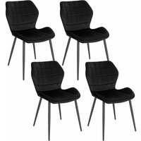 WOLTU Esszimmerstühle 4er Set, Küchenstuhl, Polsterstuhl, Wohnzimmerstuhl mit Rückenlehne, gepolsterter Stuhl mit Samtbezug, Metallbeine, Schwarz von WOLTU