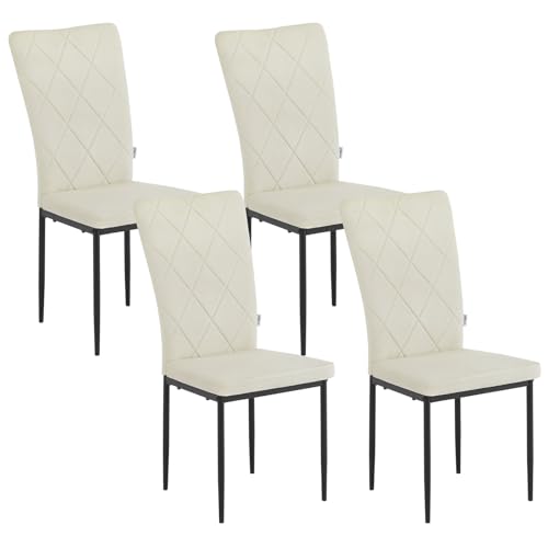 WOLTU Esszimmerstühle 4er Set, für Esszimmer Küche Wohnzimmer Büro, Küchenstühle Samt mit hoher Rückenlehne, Metallbeinen, bis 150 kg belastbar, Creme von WOLTU