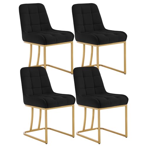 WOLTU Esszimmerstühle 4er Set, Küchenstuhl Samt, Polsterstuhl mit Metallgestell in Bogenform, gepolsterter Stuhl mit Rückenlehne, Wohnzimmerstuhl Schminkstuhl EZS32sz-4 Schwarz WOLTU Esszimmerstühle 4er Set, Küchenstuhl Samt, Polsterstuhl mit Metallgestell in Bogenform, gepolsterter Stuhl mit Rückenlehne, Wohnzimmerstuhl Schminkstuhl EZS32sz-4 Schwarz von WOLTU