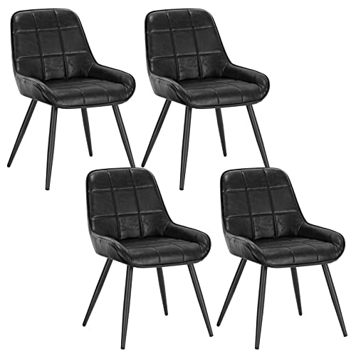 WOLTU Esszimmerstühle 4er Set, Polsterstuhl Kunstleder, Küchenstuhl gepolstert, Akzentstuhl für Wohnzimmer Schlafzimmer Küche, ergonomischer Stuhl mit Rückenlehne, Schwarz, BH332sz-4 von WOLTU