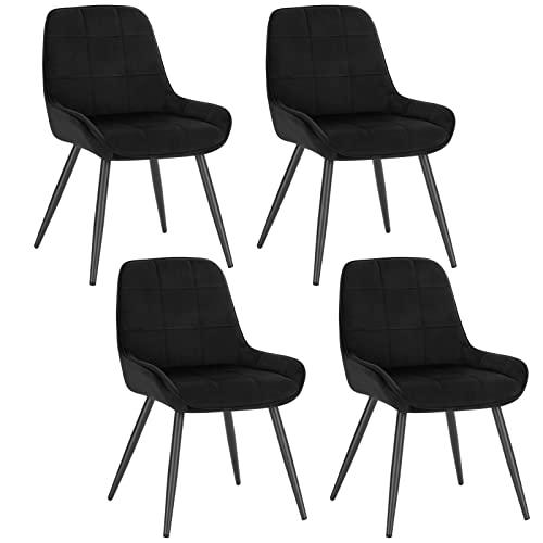 WOLTU Esszimmerstühle 4er Set, Polsterstuhl Samt, Küchenstuhl gepolstert, Akzentstuhl für Wohnzimmer Schlafzimmer Küche, ergonomischer Stuhl mit Rückenlehne, Schwarz, BH331sz-4 von WOLTU