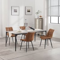 WOLTU Esszimmerstühle 4er Set, Wohnzimmerstuhl Küchenstuhl mit Rückenlehne, Polsterstuhl Sitzfläche aus Kunstleder, Metallbeine, Hellbraun WOLTU Esszimmerstühle 4er Set, Wohnzimmerstuhl Küchenstuhl mit Rückenlehne, Polsterstuhl Sitzfläche aus Kunstleder, Metallbeine, Hellbraun von WOLTU