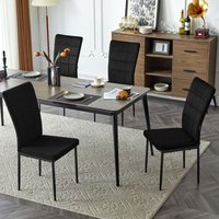 WOLTU Esszimmerstühle 4er Set Küchenstuhl mit hoher Rückenlehne Polsterstuhl Wohnzimmerstuhl gepolsterter Stuhl aus Samt Metallbeine Schwarz von WOLTU
