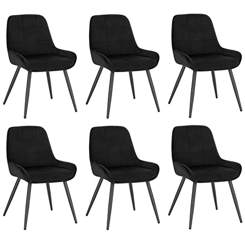 WOLTU Esszimmerstühle 6er Set, Polsterstuhl Samt, Küchenstuhl gepolstert, Akzentstuhl für Wohnzimmer Schlafzimmer Küche, ergonomischer Stuhl mit Rückenlehne, Schwarz, BH331sz-6 von WOLTU