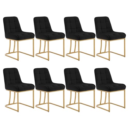 WOLTU Esszimmerstühle 8er Set, Küchenstuhl Samt, Polsterstuhl mit Metallgestell in Bogenform, gepolsterter Stuhl mit Rückenlehne, Wohnzimmerstuhl Schminkstuhl EZS32sz-8 Schwarz WOLTU Esszimmerstühle 8er Set, Küchenstuhl Samt, Polsterstuhl mit Metallgestell in Bogenform, gepolsterter Stuhl mit Rückenlehne, Wohnzimmerstuhl Schminkstuhl EZS32sz-8 Schwarz von WOLTU