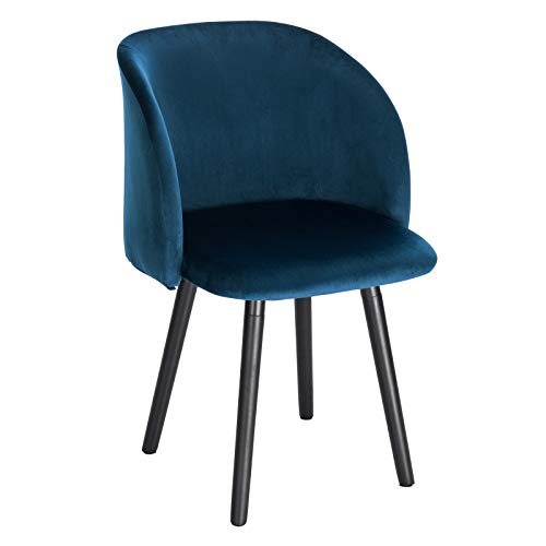 WOLTU Esszimmerstühle BH121bl-1 Küchenstuhl Wohnzimmerstuhl Polsterstuhl Design Stuhl mit Armlehne, Sitzfläche aus Samt, Gestell aus Massivholz, Blau von WOLTU