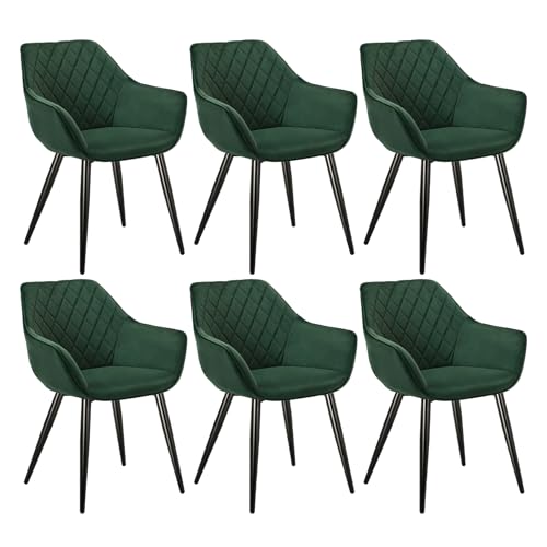 WOLTU Esszimmerstühle 6er Set Küchenstühle Wohnzimmerstühle Polsterstühle Sessel, Armlehnstühle mit Rückenlehne, für Esszimmer, Küche, Wohnzimmer, Samt, Metallbeine, Grün, BH153gn-6 von WOLTU