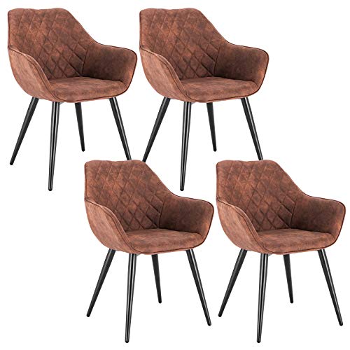 WOLTU Esszimmerstühle 4er Set Küchenstühle Wohnzimmerstühle Polsterstühle Sessel, Armlehnstühle mit Rückenlehne, für Esszimmer, Küche, Wohnzimmer, Stoffbezug, Metallbeine, Dunkelgrau, BH231br-4 von WOLTU