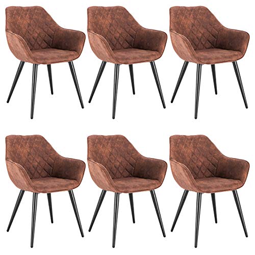 WOLTU Esszimmerstühle 6er Set Küchenstühle Wohnzimmerstühle Polsterstühle Sessel, Armlehnstühle mit Rückenlehne, für Esszimmer, Küche, Wohnzimmer, Stoffbezug, Metallbeine, Dunkelgrau, BH231br-6 von WOLTU