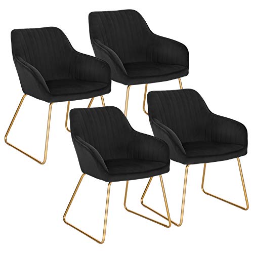 WOLTU Esszimmerstühle 4er Set Küchenstühle Wohnzimmerstühle Polsterstühle Sessel, Armlehnstühle mit Rückenlehne, für Esszimmer, Küche, Wohnzimmer, Samt, Gold Metallbeine, Schwarz, BH246sz-4 WOLTU Esszimmerstühle 4er Set Küchenstühle Wohnzimmerstühle Polsterstühle Sessel, Armlehnstühle mit Rückenlehne, für Esszimmer, Küche, Wohnzimmer, Samt, Gold Metallbeine, Schwarz, BH246sz-4 von WOLTU